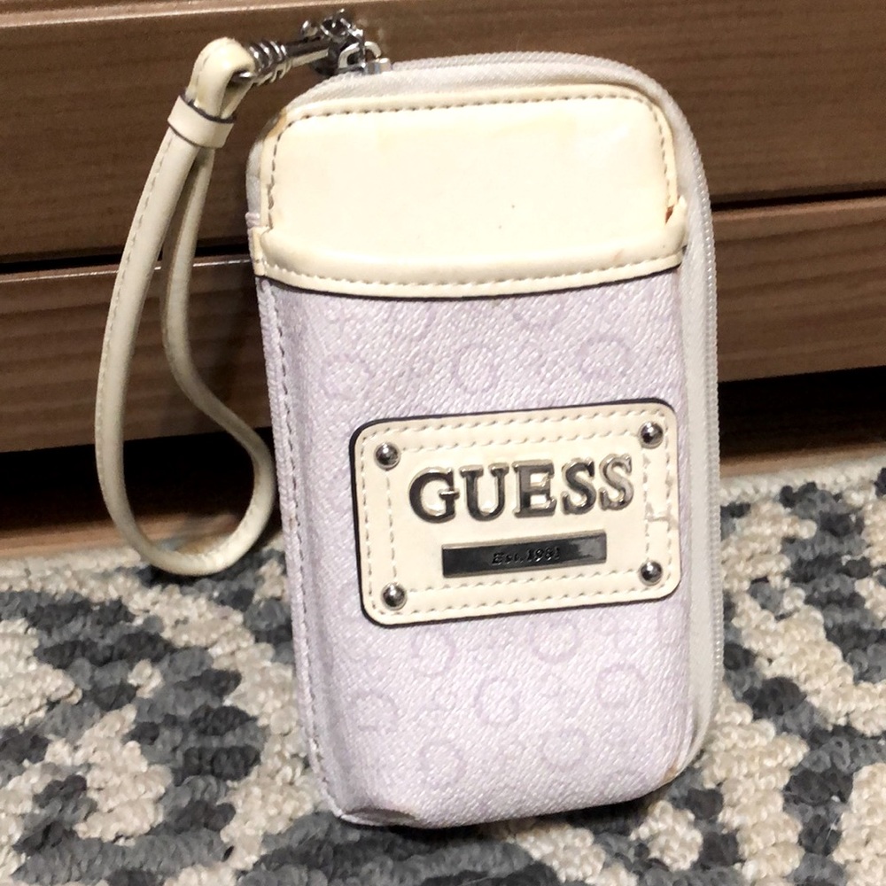 Guess white Wristlet